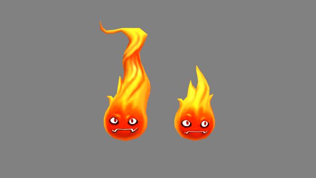 cartoon yellow flame monster - fire demons