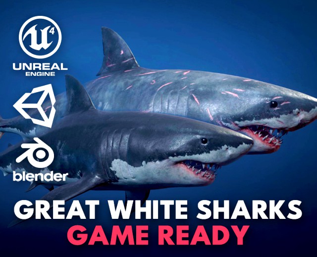 great white sharks - game ready
