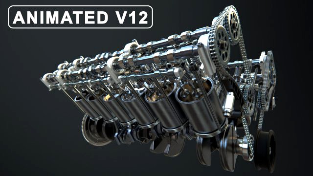 v12 engine working animated