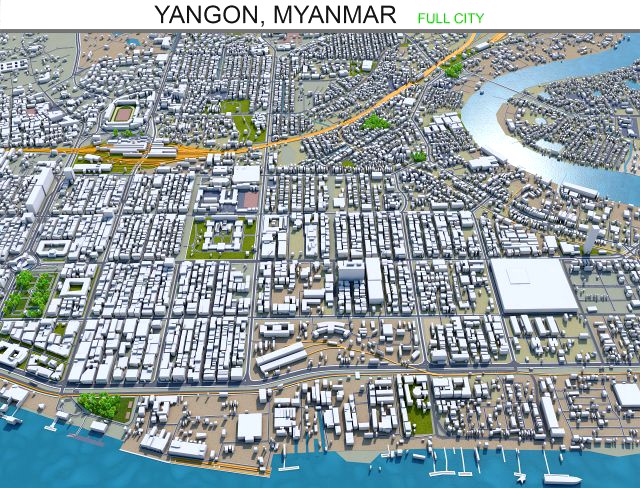 yangon city myanmar 60km