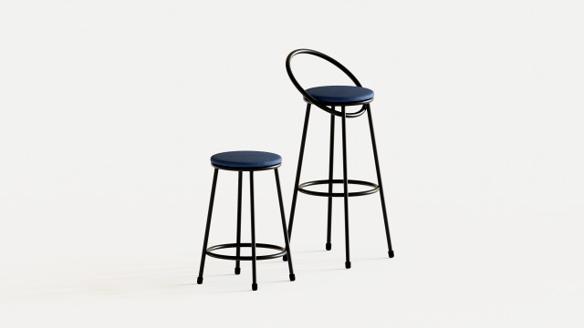 realistic bar chair blue-black