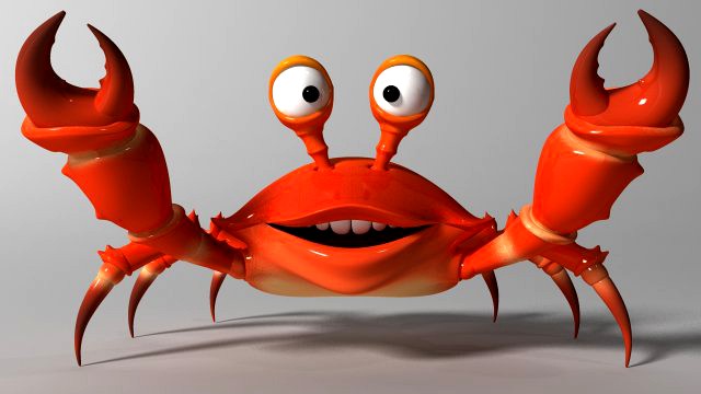 cartoon crab rigged and animated