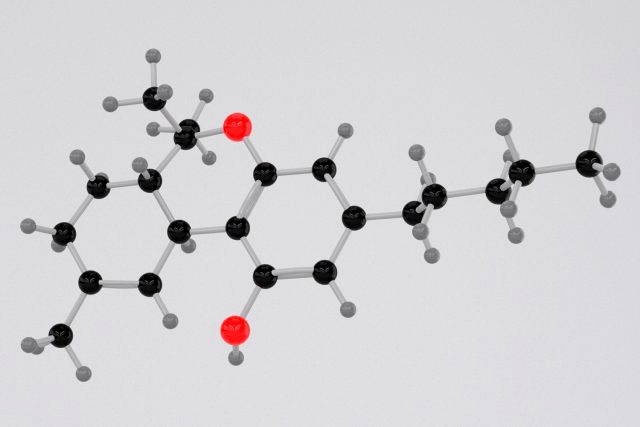 drug thc - tetrahydrocannabinol - cannabis molecule