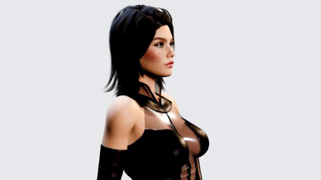 rigged stylish woman in leather outfit pbr