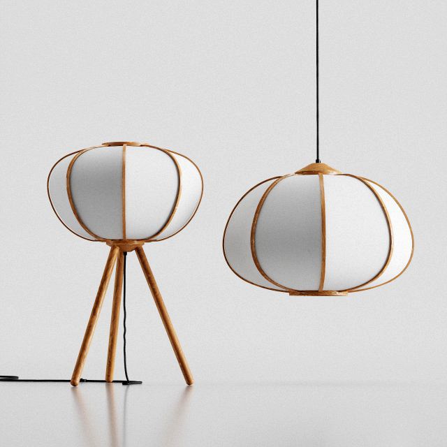 hm bamboo pendant light and floor lamp