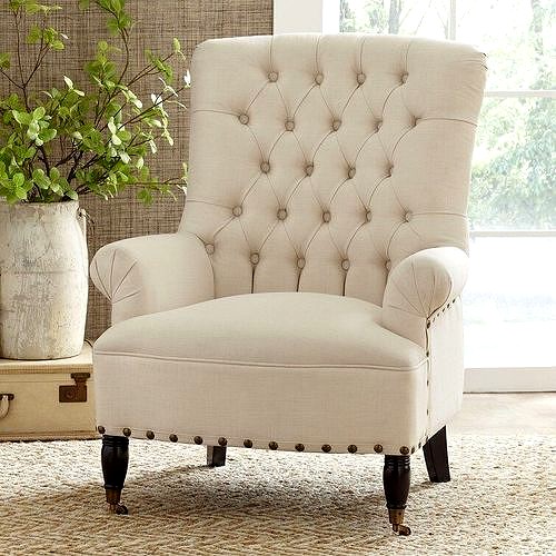 Isley Wide Tufted Linen Arm Chair Sofa