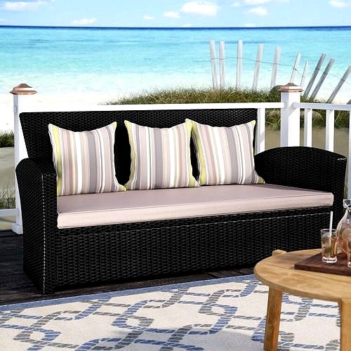 Brocha Wide Outdoor Wicker Patio Sofa with Cushion
