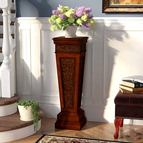 Berkhamsted Square Pedestal Wood Plant Stand Table