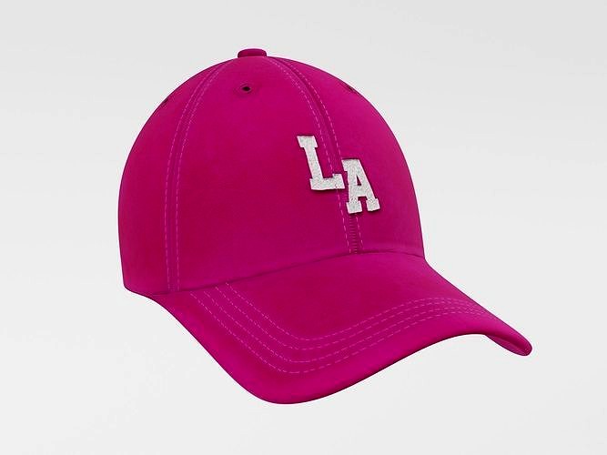 Baseball Cap Embroidery LA - PBR textures 4K Pink