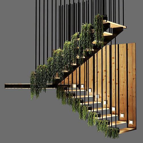 wooden planted stair
