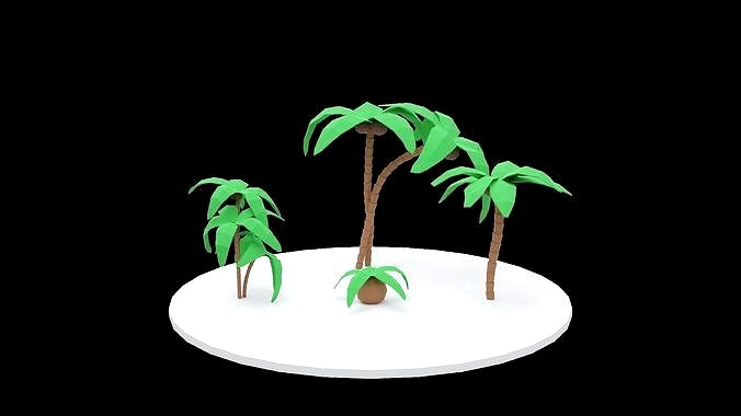 3D Low Poly Palm Tree Set