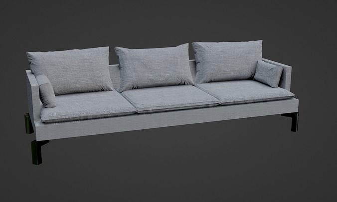 Gray Sofa Zanotta William Low-poly 3D model PBR