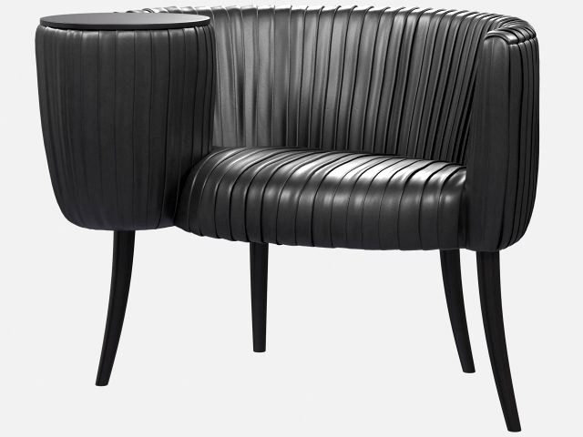 souffle cocktail chair onyx ruched leather kelly wearstler