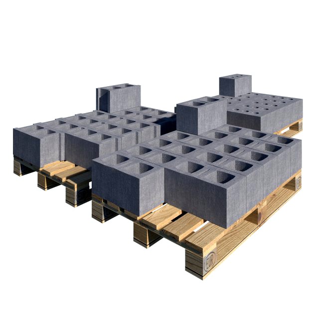 concrete blocks on pallets