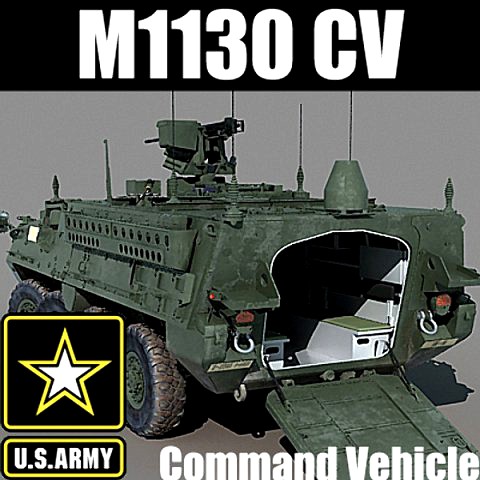 us army m1130 command vehicle stryker cv with detailed interior max obj