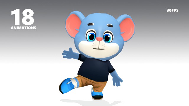 mouse rat rodent blue animated rigged