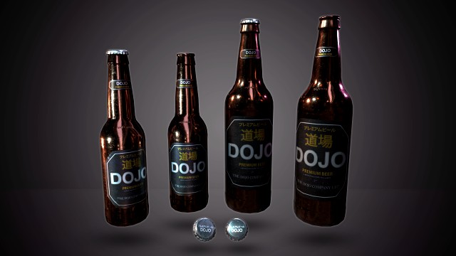 beer bottle and cap set - pbr game ready