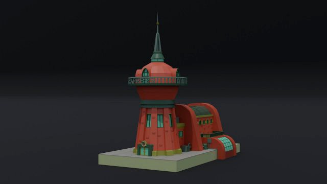 Cartoon futuramma planet express low-poly