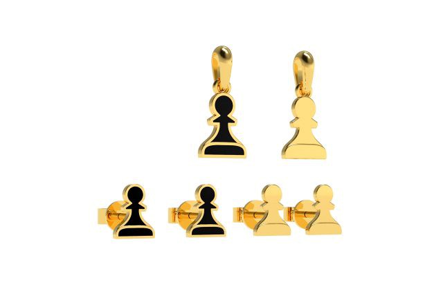 pawn pendant and earrings chess set