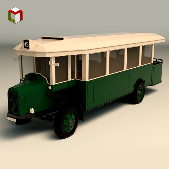 low poly vintage bus 03