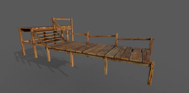 wooden pier low-poly