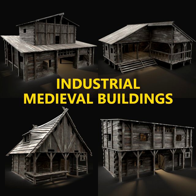 4 industrial medieval building pack collection aaa