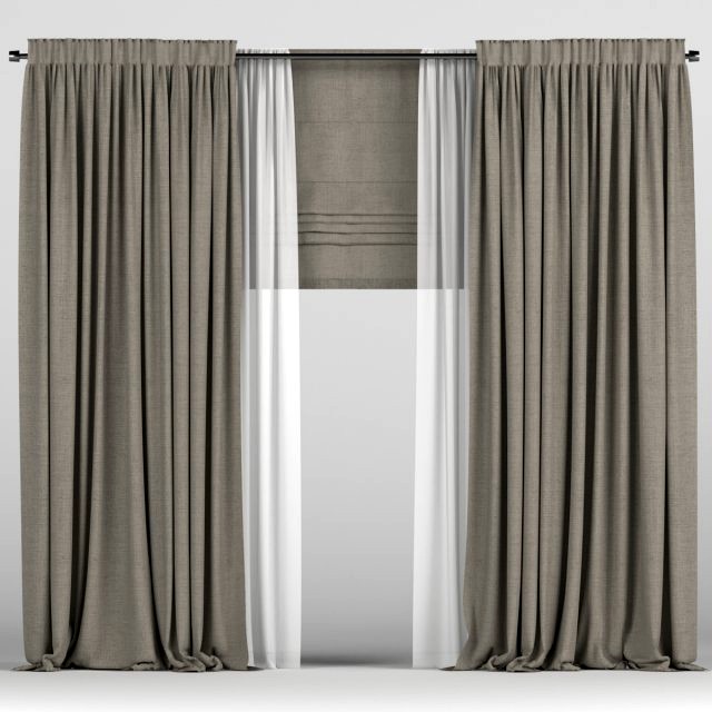 curtains with tulle and roman blinds