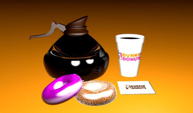 dunkin donuts - cup and glass jar of coffee - cinema 4d