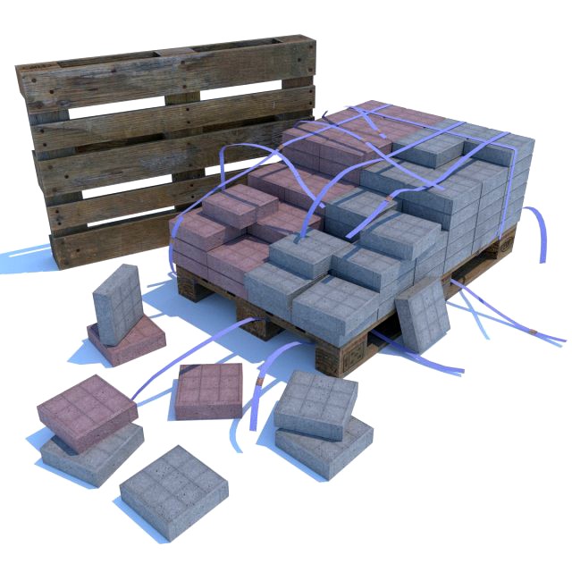 paving slabs on a wooden pallet low-poly