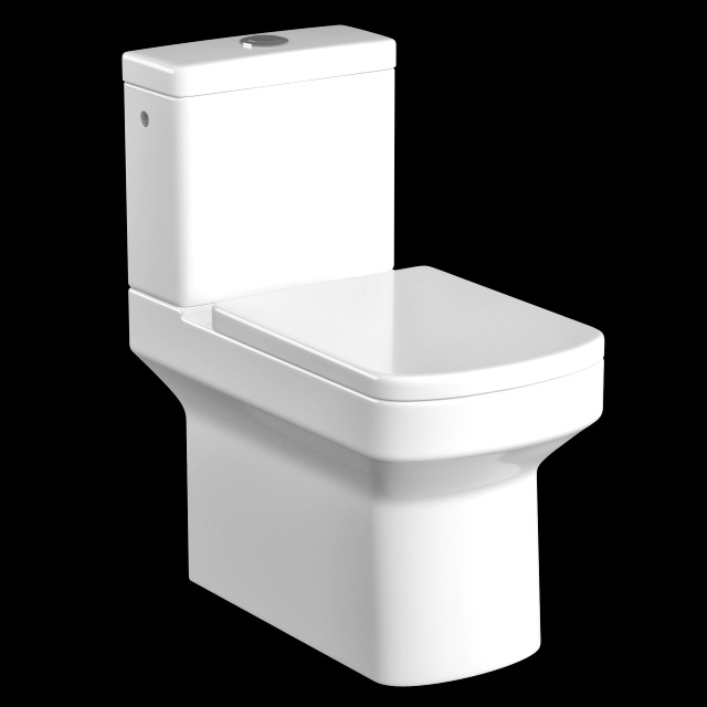 two piece rounded rectangle shape ewc toilet modeled in 3ds max