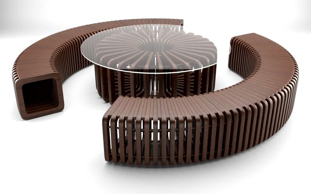 parametric wooden bench and table