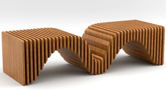 parametric wooden bench