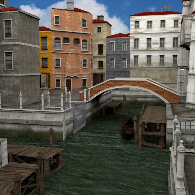 canal town in obj and fbx format