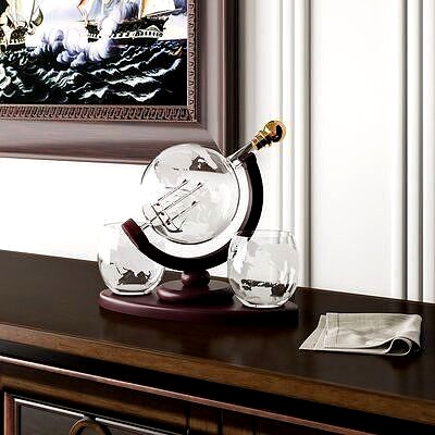 Clear -  Brown Rexdale 3 Piece Wine Decanter Set