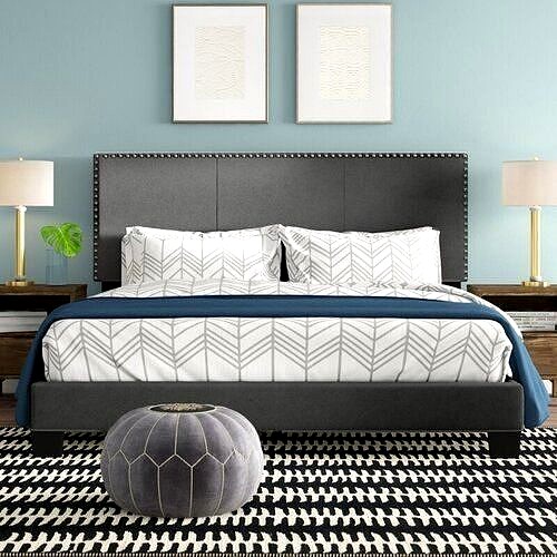 Dark Gray Burrus Upholstered Low Profile Standard Bed