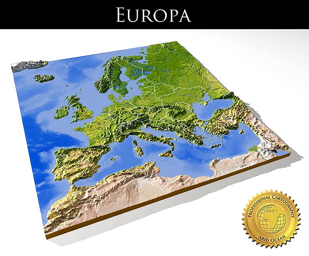 Europe High resolution 3D relief maps