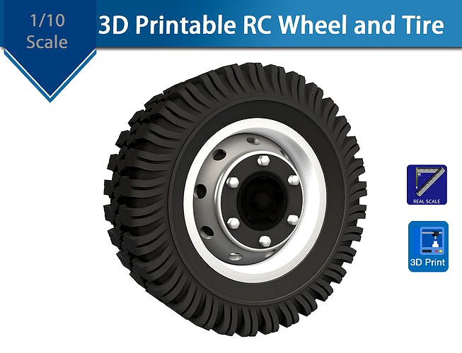 3D printable - RC Truck wheel and tire kit  | 3D