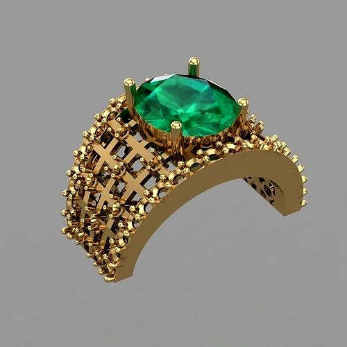 Diamond Emerald Ring Jewellery For Women | 3D