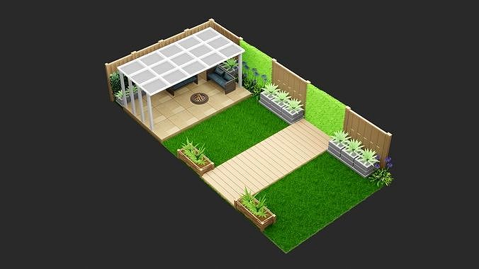 3D Lawn garden illustration