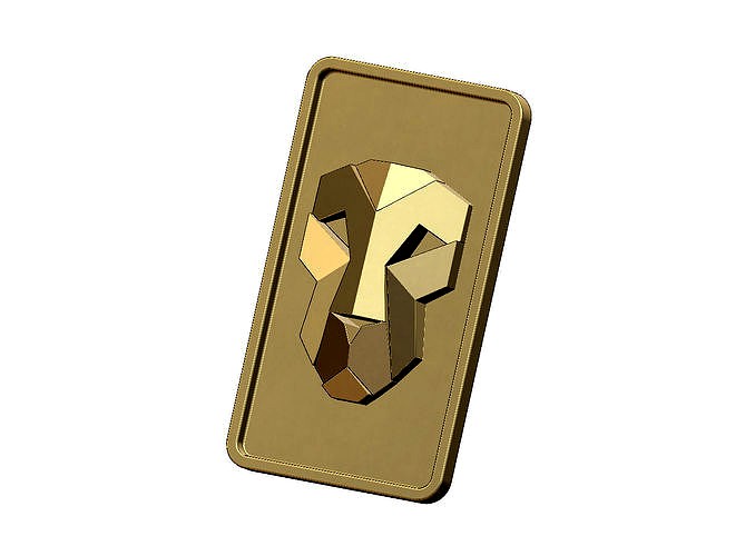 Geometric lion head gold bar | 3D