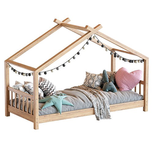 Children bed wood house