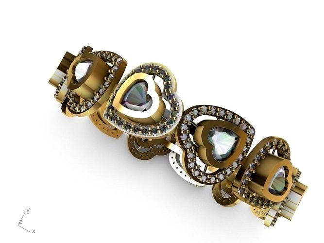 heart diamond bangle stl verified  | 3D