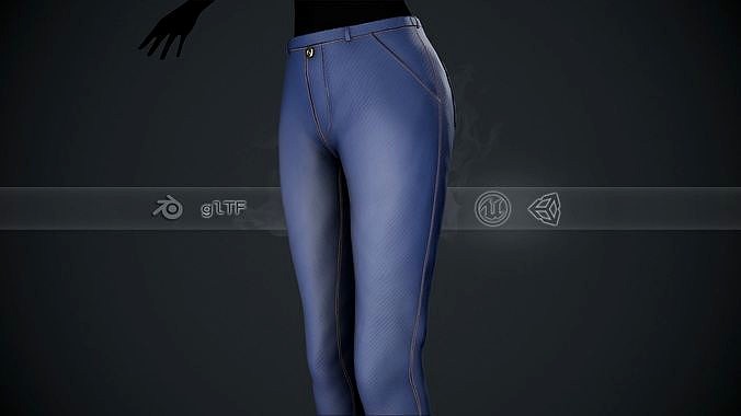 Female Slim Fit Blue Jeans Pants Style 1