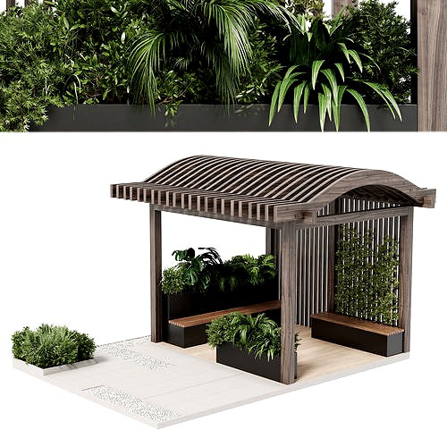 Landscape Furniture with Pergola and Roof garden