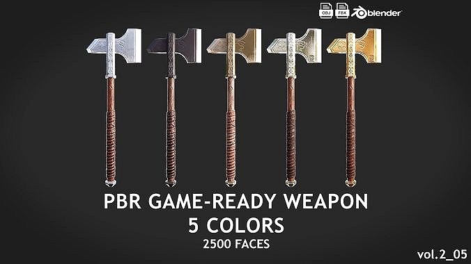 Melee Weapon Vol2 - 05 5 colors HighPoly GameReady PBR