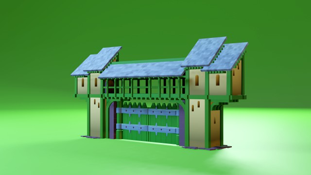 castle gate wall fortress to play low-poly