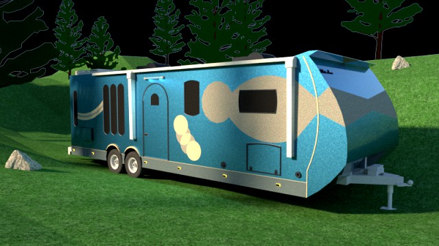 travel trailer white horse vray render