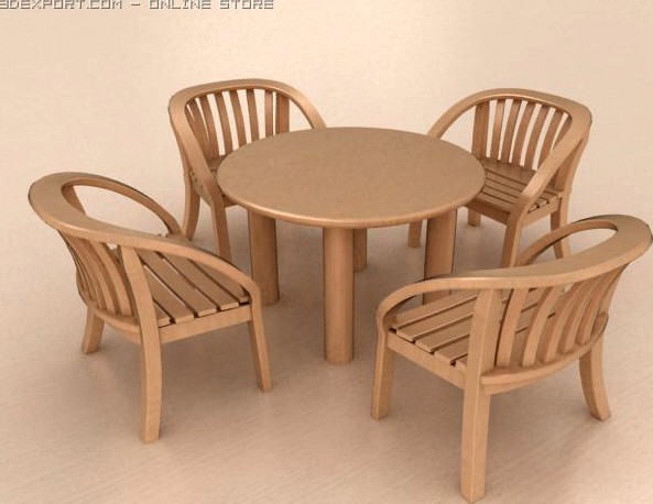 Table and chairs 3D Model