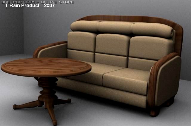 Sofa with Table 3D Model