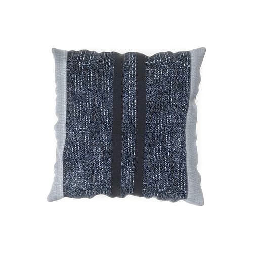 Batik Linear Blue Square Pillow